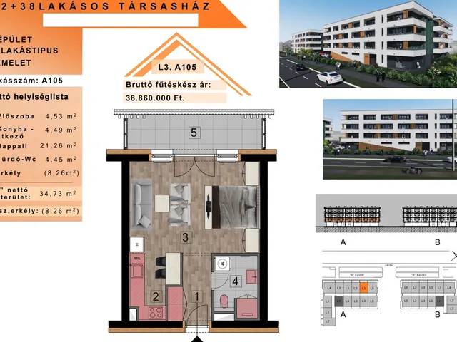 Eladó lakás Győr, Szabadhegy 39 nm