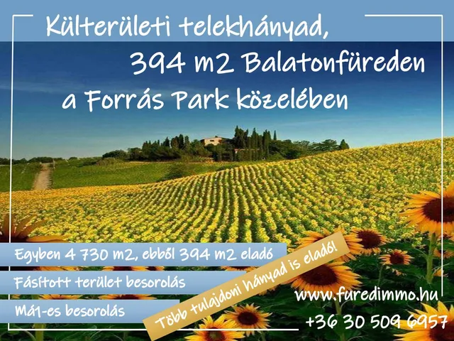 Eladó telek Balatonfüred 394 nm