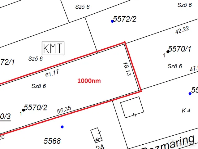 Eladó telek Kulcs 1000 nm