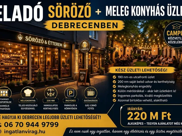 Eladó kereskedelmi és ipari ingatlan Debrecen 190 nm