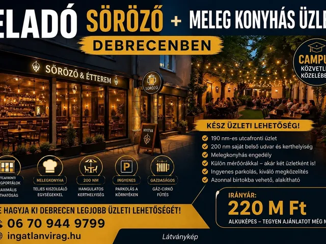 Eladó kereskedelmi és ipari ingatlan Debrecen 190 nm