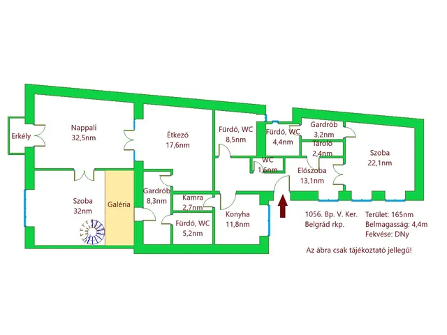 Kiadó lakás Budapest V. kerület, Belgrád rakpart 165 nm