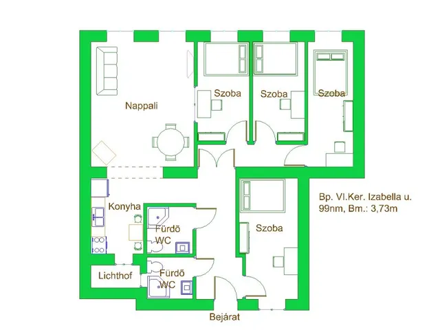Kiadó lakás Budapest VI. kerület 99 nm