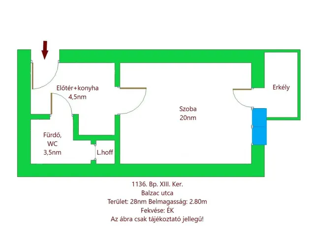 Kiadó lakás Budapest XIII. kerület 28 nm