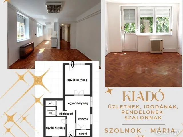Kiadó kereskedelmi és ipari ingatlan Szolnok, Belváros 56 nm