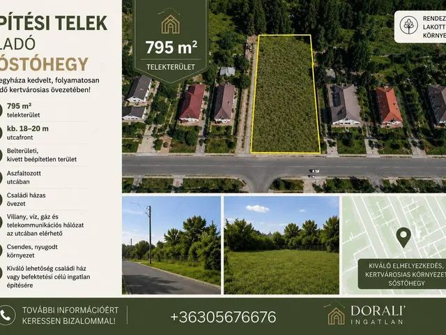 Eladó telek Nyíregyháza, Sóstóhegy 795 nm