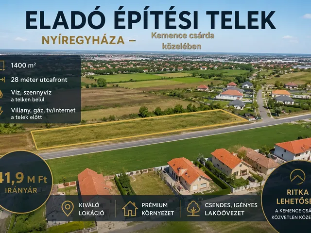 Eladó telek Nyíregyháza, Oros 1400 nm