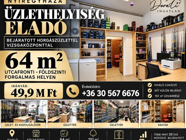Eladó kereskedelmi és ipari ingatlan Nyíregyháza, Belváros 64 nm