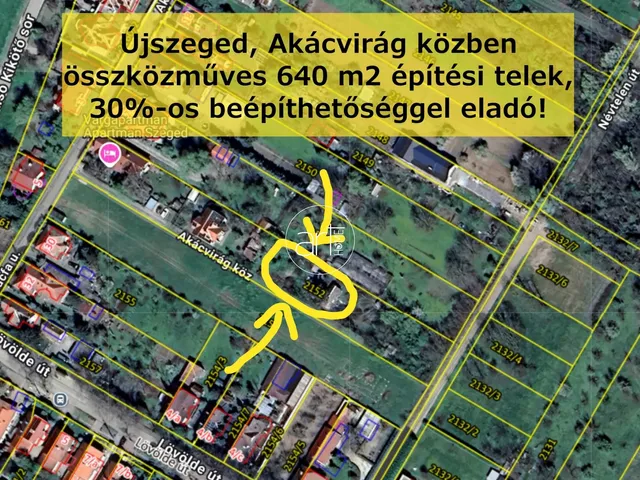 Eladó telek Szeged, Újszeged 640 nm