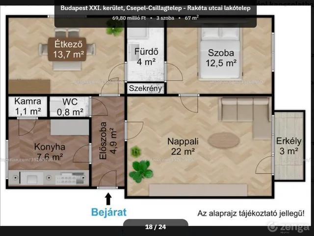 Eladó lakás Budapest XXI. kerület, Csillagtelep, Rakéta utca 67 nm