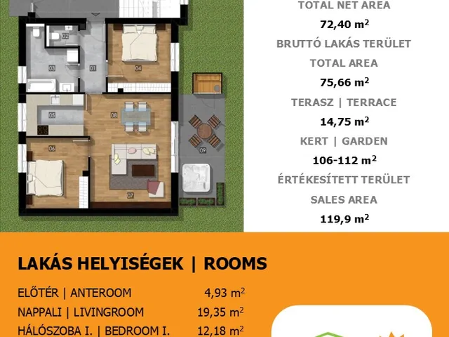Eladó lakás Budapest XXIII. kerület, Soroksár, Soroksár-Újtelep városrész 72 nm