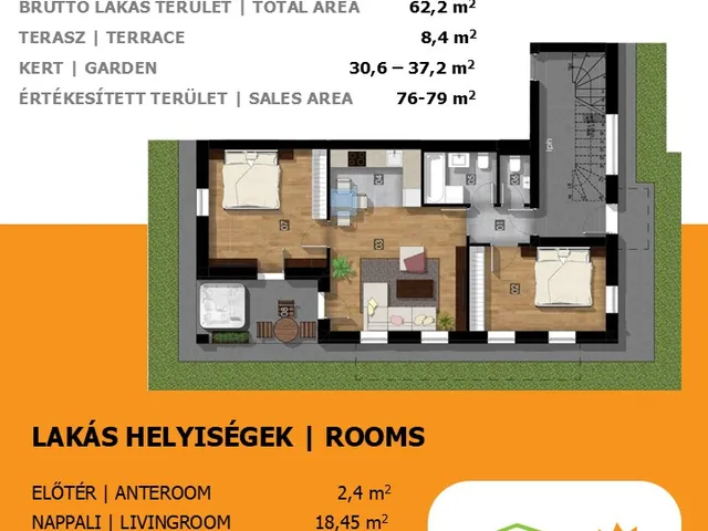 Eladó lakás Budapest XXIII. kerület, Soroksár, Soroksár-Újtelep városrész 60 nm