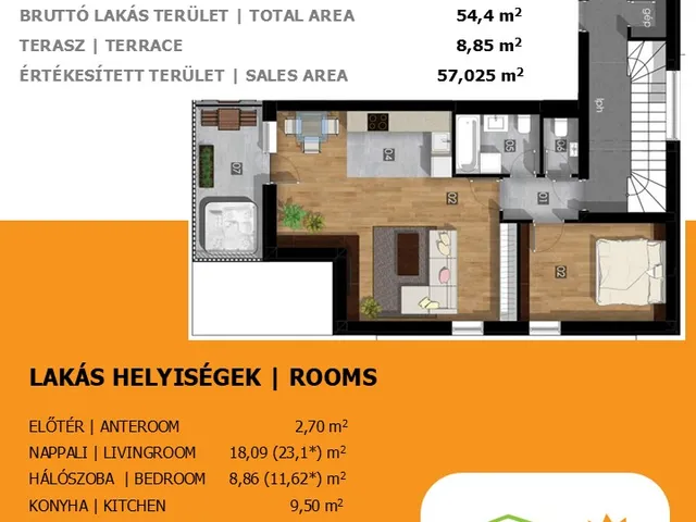 Eladó lakás Budapest XXIII. kerület 45 nm