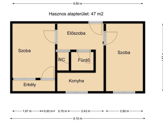 Eladó lakás Komárom 47 nm