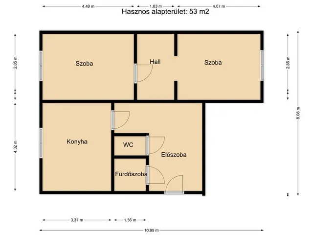 Eladó lakás Komárom 53 nm