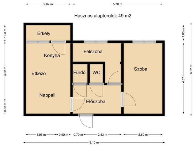 Eladó lakás Komárom 49 nm
