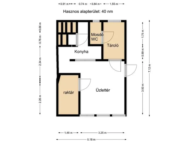 Kiadó kereskedelmi és ipari ingatlan Komárom 40 nm