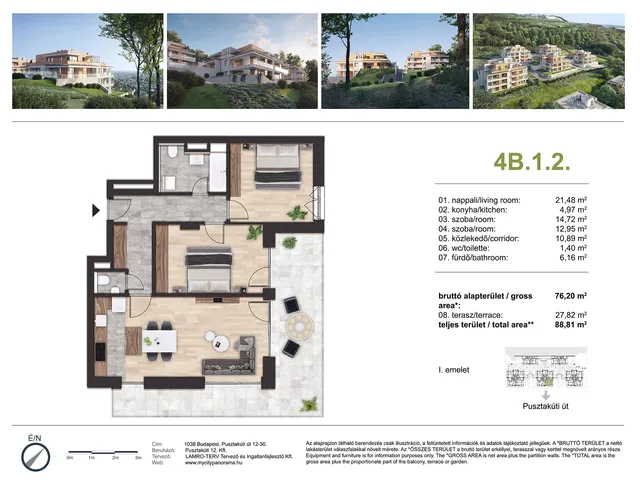 Eladó lakás Budapest III. kerület, Csillaghegy, Pusztakúti út 12-30. 76 nm