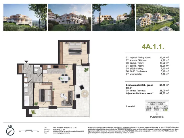 Eladó lakás Budapest III. kerület, Csillaghegy, Pusztakúti út 12-30. 70 nm