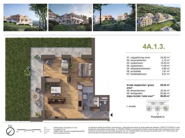 Eladó lakás Budapest III. kerület, Csillaghegy 65 nm