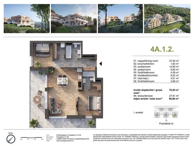 Eladó lakás Budapest III. kerület, Csillaghegy 76 nm