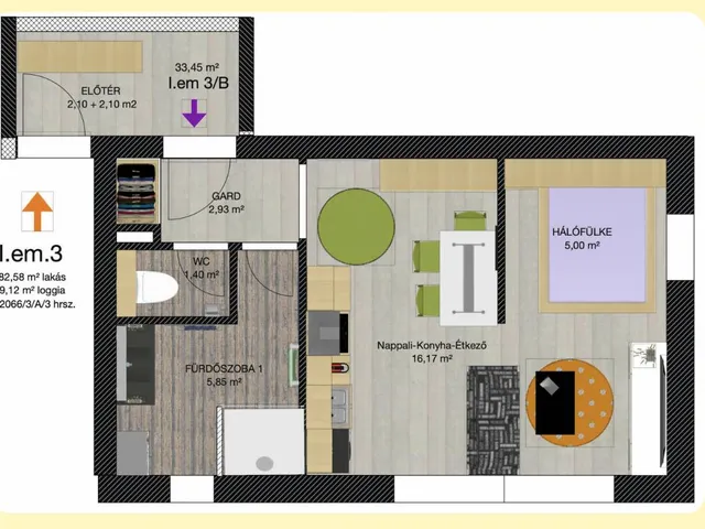 Eladó lakás Debrecen, Nyulas 33 nm