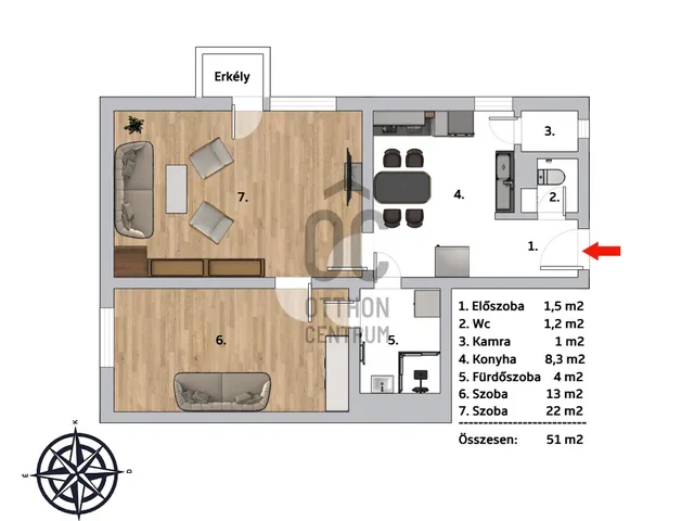 Eladó lakás Budapest IX. kerület, József Attila lakótelep 51 nm