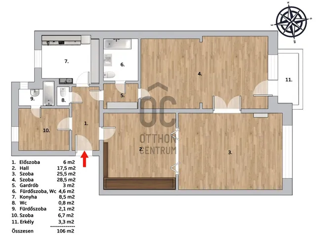 Eladó lakás Budapest XI. kerület, Lágymányos 106 nm