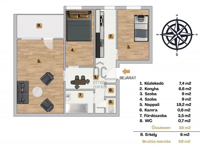 Eladó lakás Budapest XXI. kerület, Erdősor 56 nm
