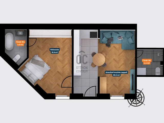 Eladó lakás Budapest XIII. kerület, Újlipótváros 54 nm