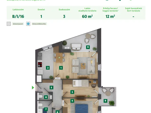 Eladó lakás Budapest X. kerület 60 nm