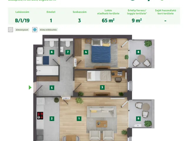 Eladó lakás Budapest X. kerület 65 nm