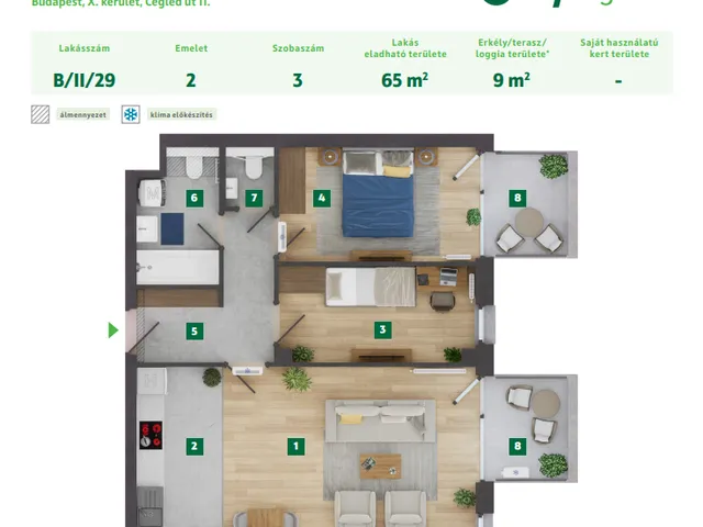 Eladó lakás Budapest X. kerület 65 nm