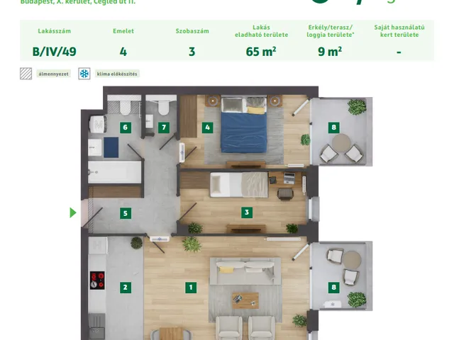 Eladó lakás Budapest X. kerület 65 nm