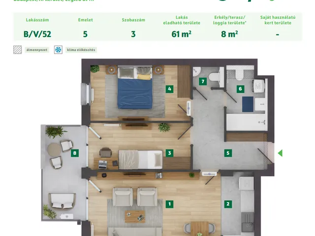 Eladó lakás Budapest X. kerület 61 nm