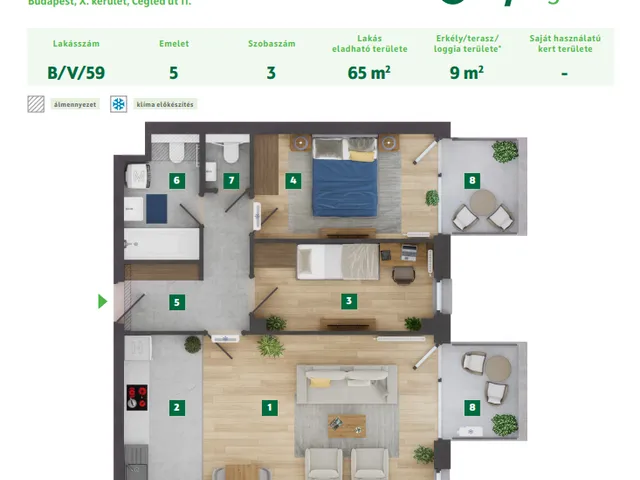 Eladó lakás Budapest X. kerület 65 nm