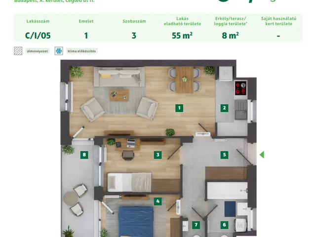 Eladó lakás Budapest X. kerület 55 nm