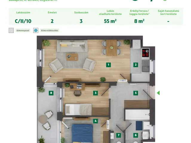 Eladó lakás Budapest X. kerület 55 nm