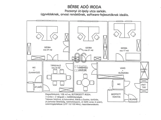 Kiadó kereskedelmi és ipari ingatlan Budapest XIII. kerület, Újlipótváros 108 nm