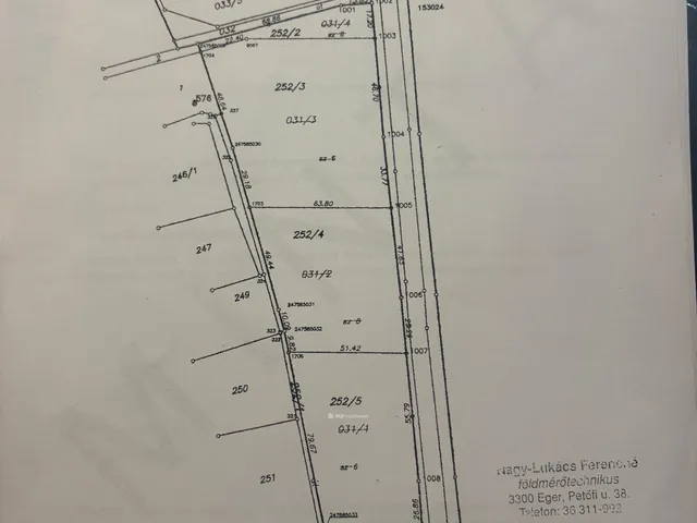 Eladó telek Egerszalók 3783 nm