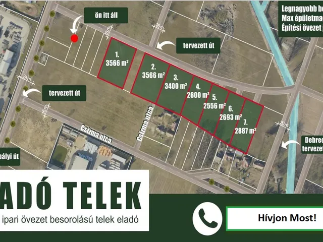 Eladó telek Debrecen 21200 nm