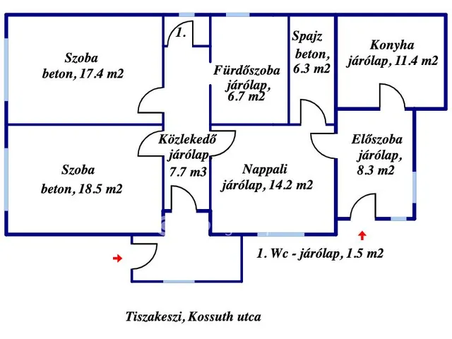 Eladó ház Tiszakeszi, Központ közeli 92 nm