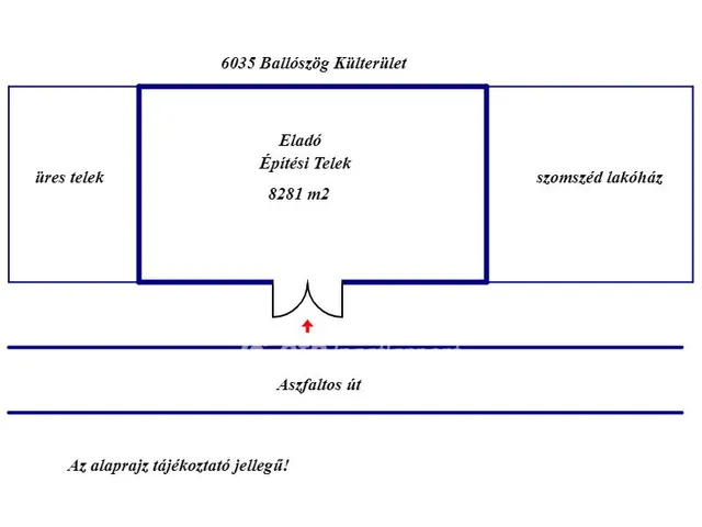 Eladó telek Ballószög 8281 nm