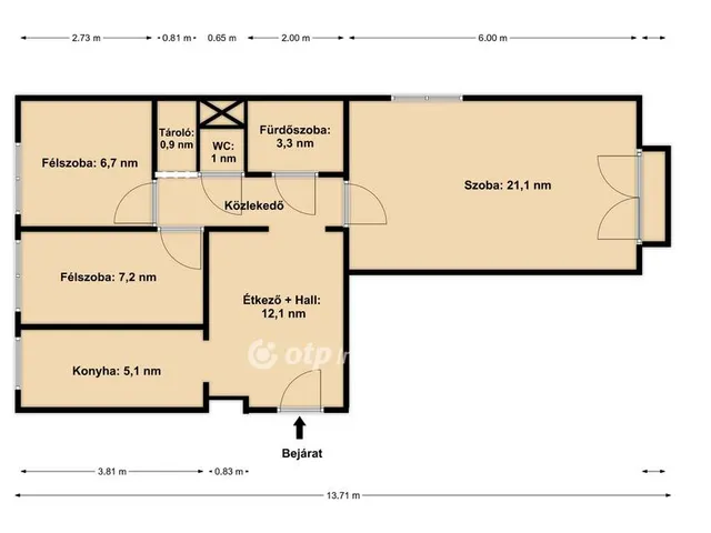 Eladó lakás Budapest III. kerület 57 nm