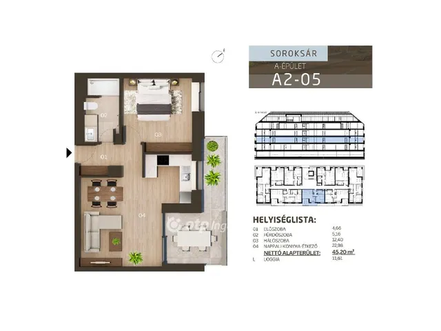 Eladó lakás Budapest XXIII. kerület, Soroksár 51 nm