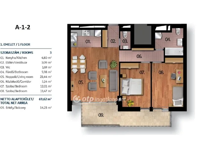 Eladó lakás Budapest XI. kerület 69 nm