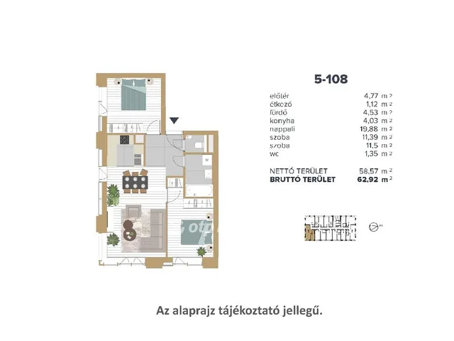 Eladó lakás Budapest III. kerület 62 nm