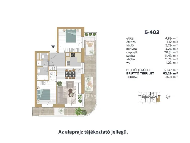 Eladó lakás Budapest III. kerület 62 nm