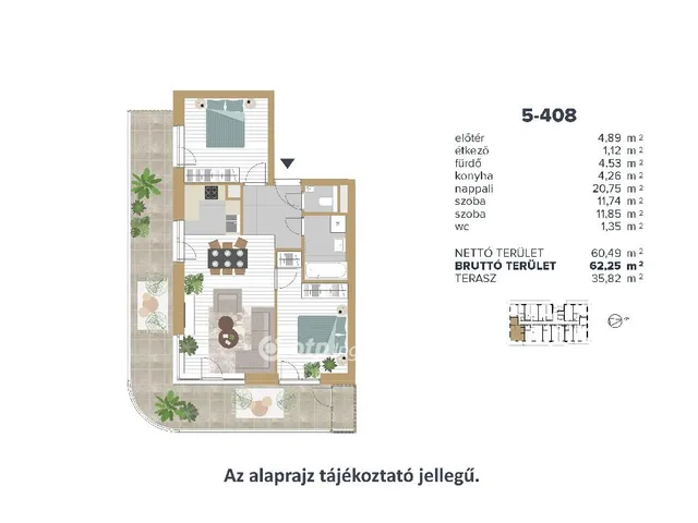 Eladó lakás Budapest III. kerület 62 nm