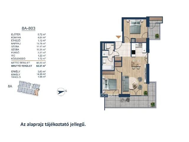 Eladó lakás Budapest III. kerület 62 nm
